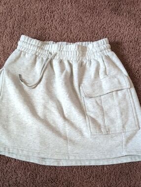 Universal Thread Light Gray Fleece Mini Skirt with Drawstring Waist